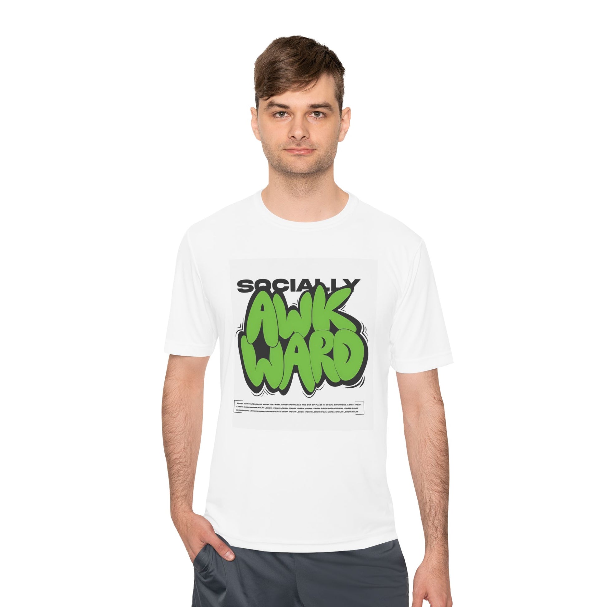 Socially Awkward Graphic Tee, Unisex Moisture Wicking Shirt, Cool Casual Wear, Gift for Introverts, Funny T-Shirt for Events