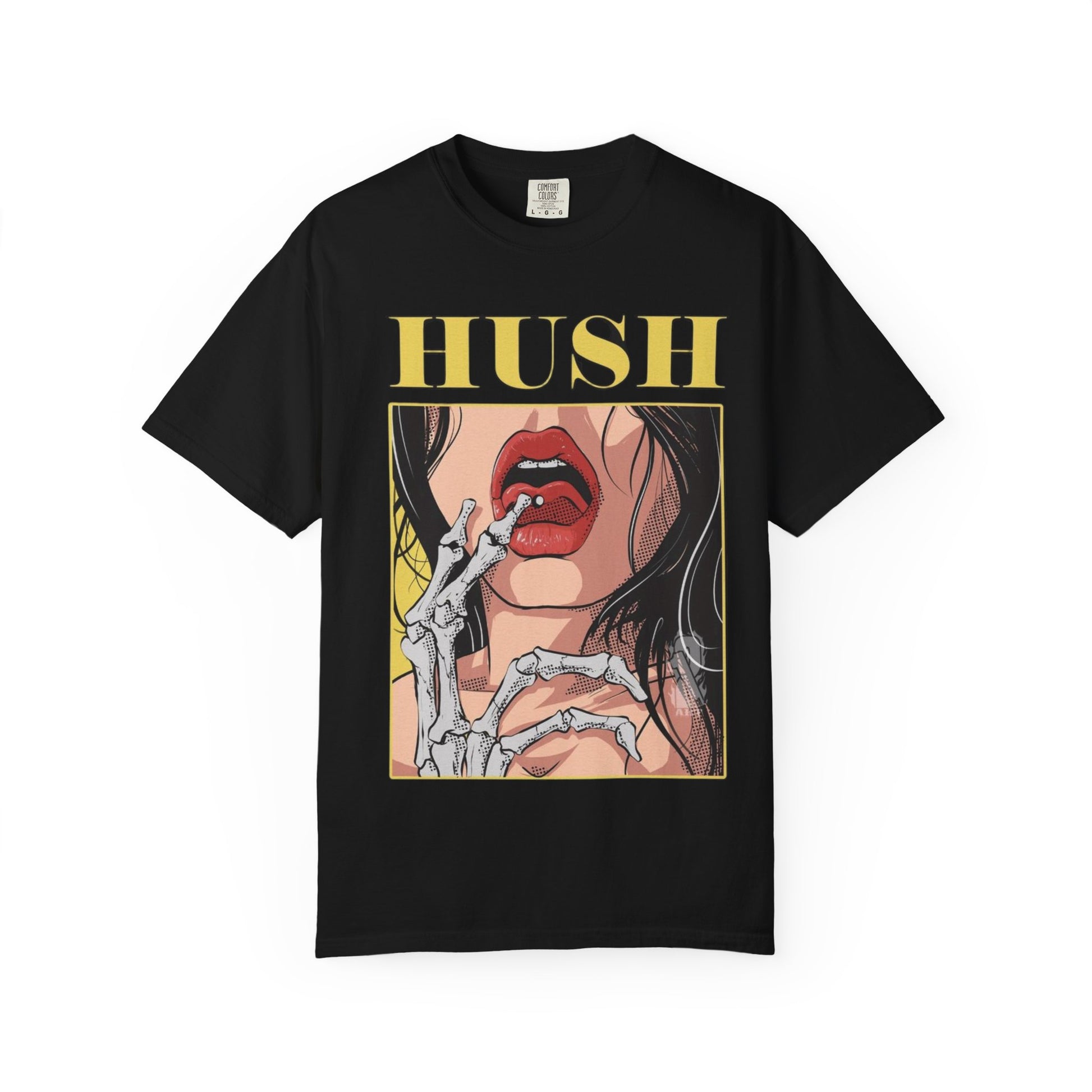 Hush Skeleton T-Shirt, Graphic Tee, Unisex Apparel, Statement Shirt, Halloween Costume, Trendy Fashion