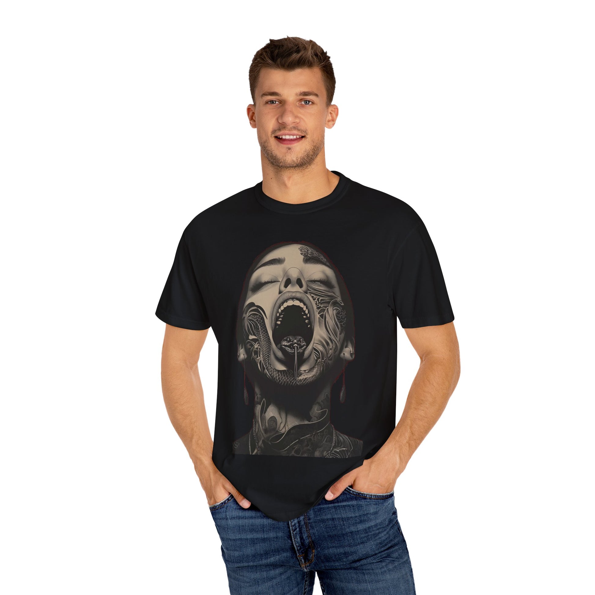 Artistic Unisex T-Shirt - Edgy Graphic Tee, Unique Casual Wear, Creative Gift for Art Lovers, Statement Shirt, Unisex Fashion