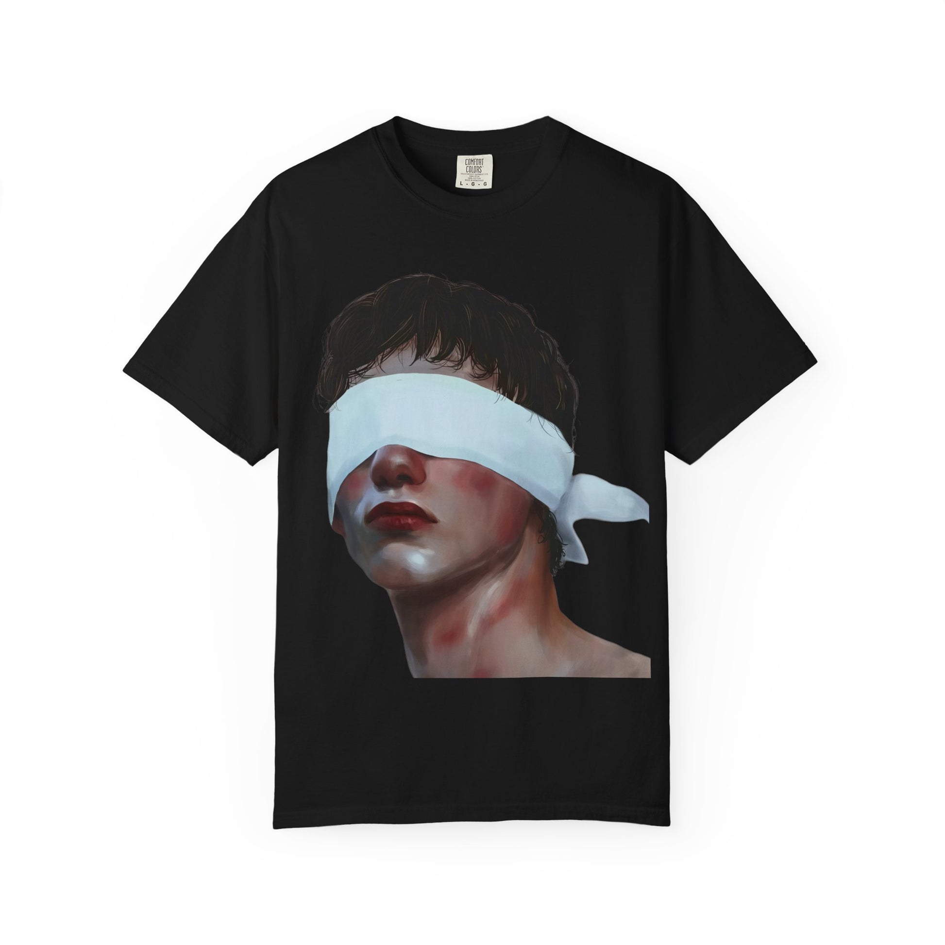 Cool Blindfolded Art Tee, Unique Graphic T-Shirt, Unisex Fashion Top, Summer Casual Wear, Gift for Art Lovers